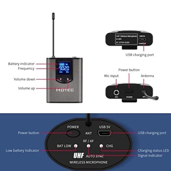 HOTEC UHF Wireless Lavalier Lapel Mic perfect for Vlogger - Picture 5 of 7